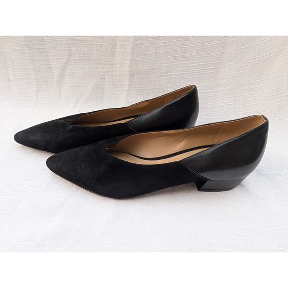 Naturalizer Womens Betty Black Leather Suede Pump Heel Pointed Toe 7M - Picture 1 of 7
